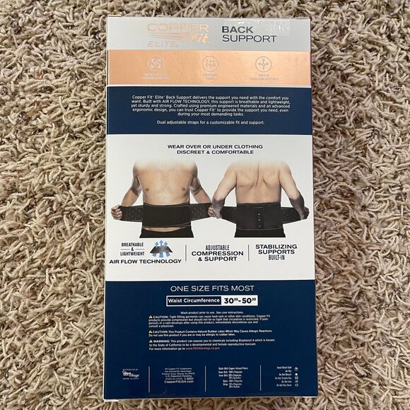 Copper Fit Elite Air Back Brace Back Support One Size (Brand new in Box) - Picture 2 of 5